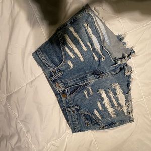 Wrangler ripped blue jean shorts